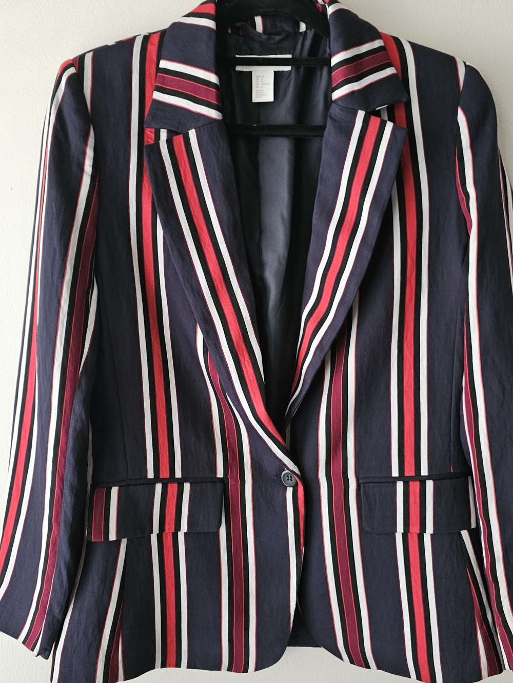 H&M Striped Navy & Red Women's Blazer